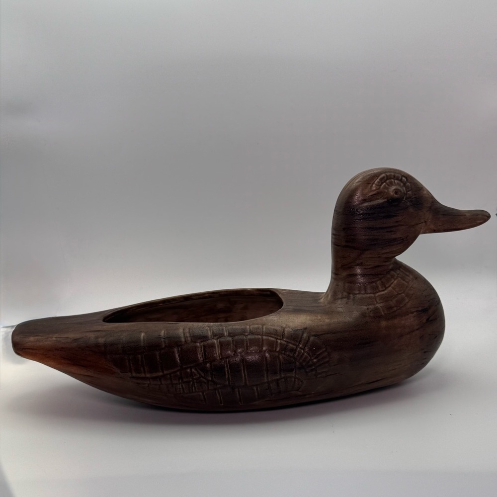 Vintage Ceramic Duck Planter Centerpiece Rustic Cabin Lodge Decor